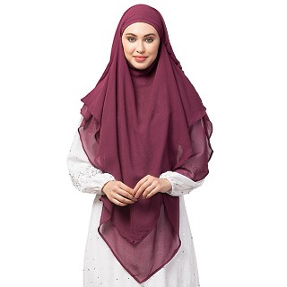 Instant Ready-to-wear Hijab- Plum